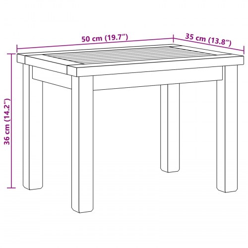 Sofabord i massiv teak - brun 50 × 35 × 36 cm til haven/terrassen