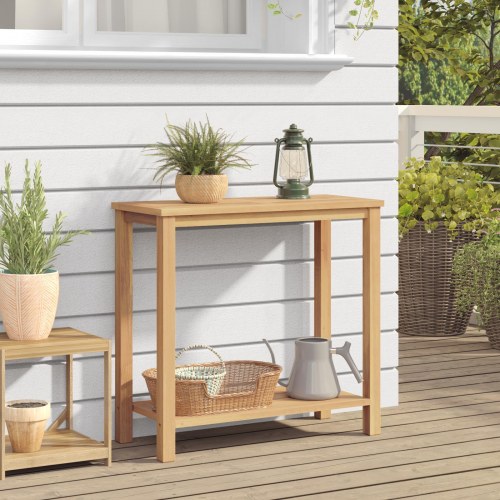 Konsolbord med opbevaring - brun teaktræ 80 × 35 × 75 cm