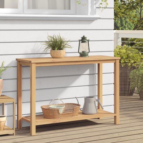 Konsolbord med opbevaring - brun, 110 x 40 x 75 cm, massiv teaktræ