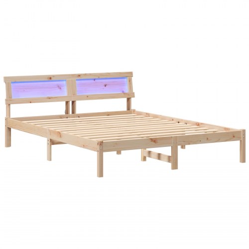 Sengestel med hovedgærde brun 160 x 200 cm i massivt fyrretræ