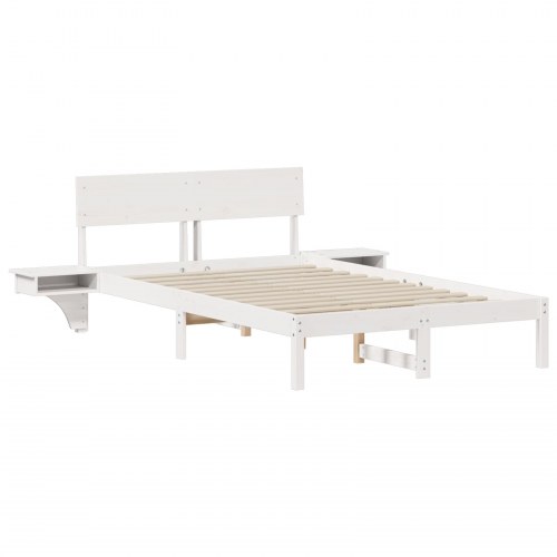 Sengestel med hovedgærde - hvid, 120 x 190 cm, massiv fyrretræ