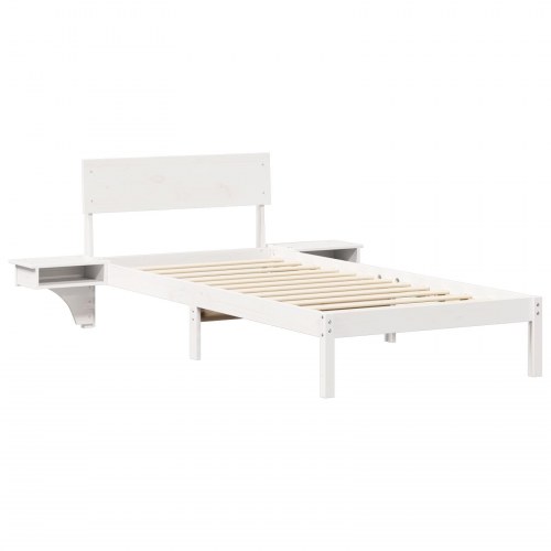 Sengestel med hovedgærde hvid 90 x 190 cm - massiv fyrretræ