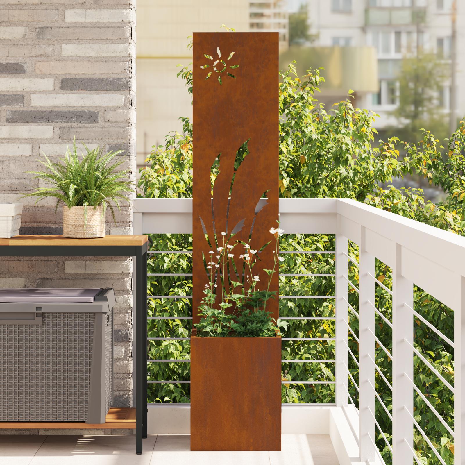 Have Privatliv Skærm Fretwork 32 X 140 Cm Koldvalset Stål - Forvitret stål / Rør