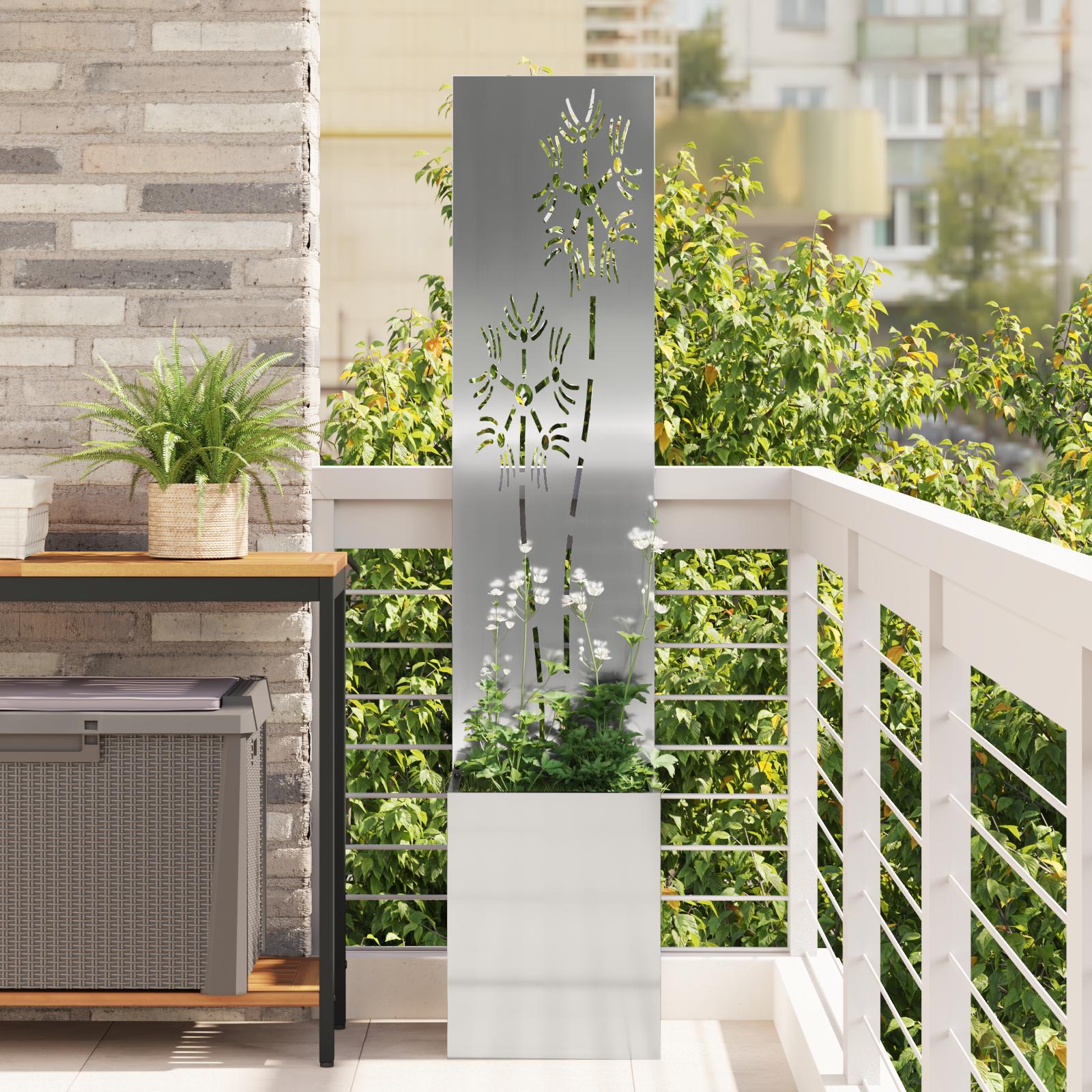 Have Privatliv Skærm Fretwork 32 X 140 Cm Koldvalset Stål - Galvaniseret stål / Solsikke