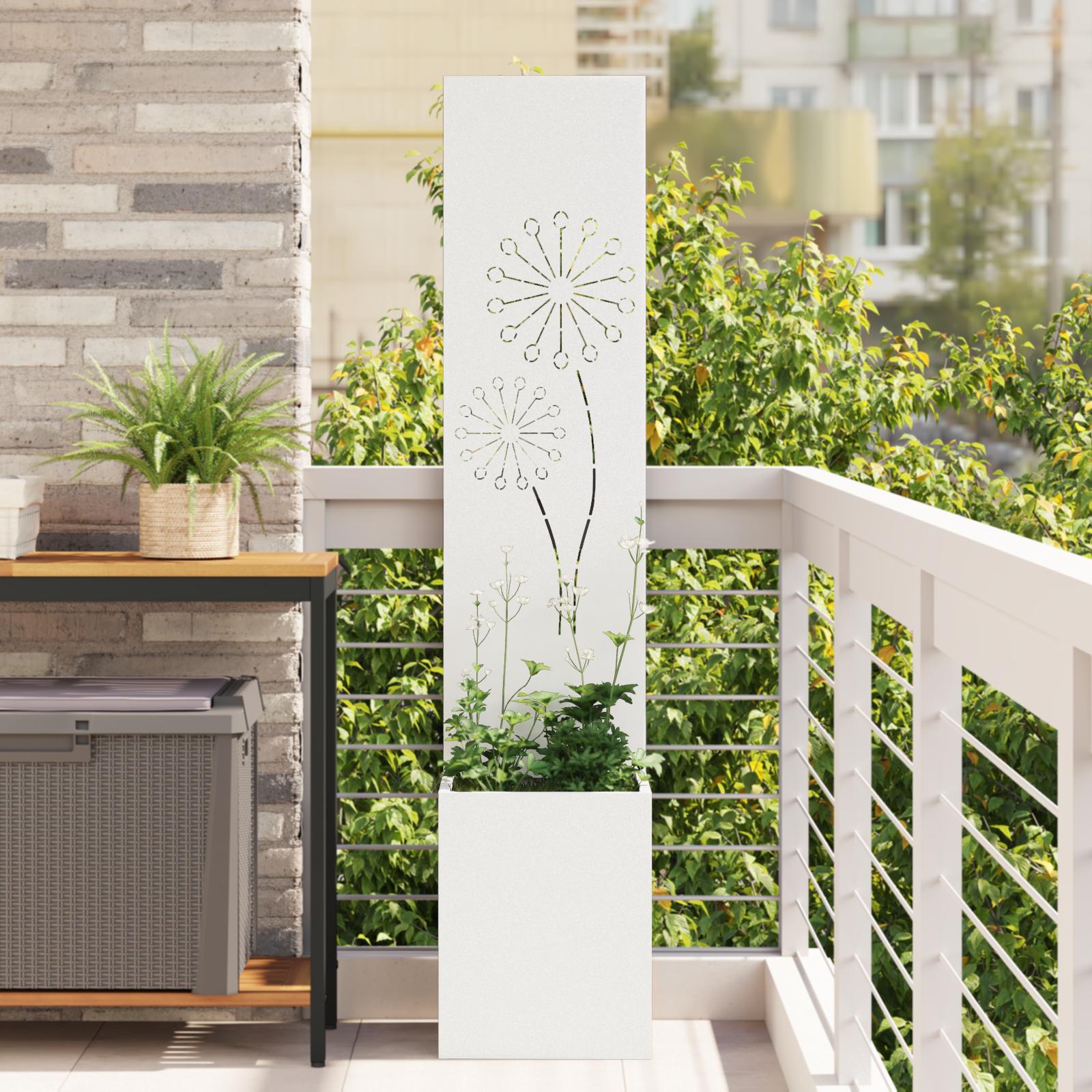 Have privatliv skærm Fretwork Hvid 32 x 140 cm Koldvalset stål