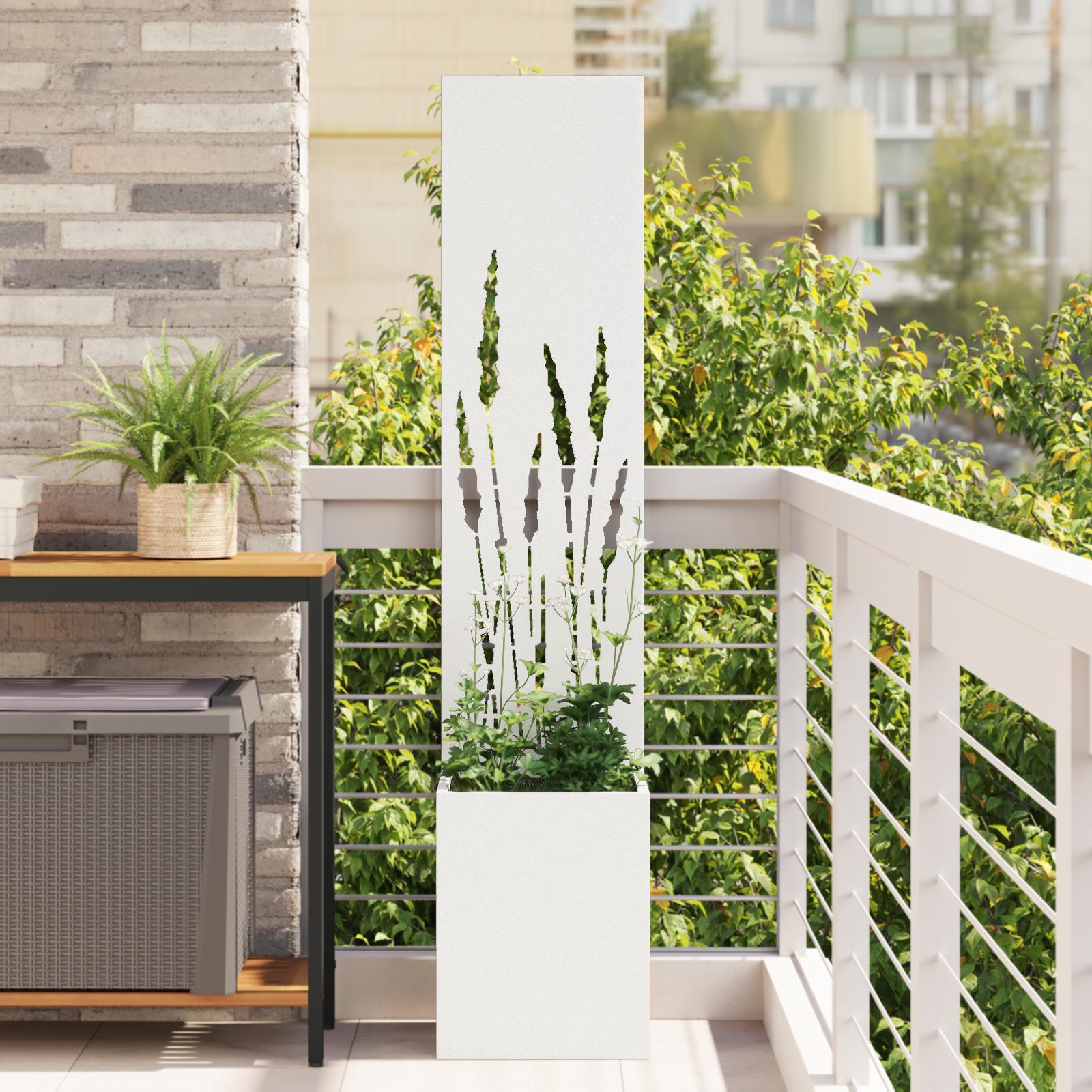 Have privatliv skærm Fretwork Hvid 32 x 140 cm Koldvalset stål