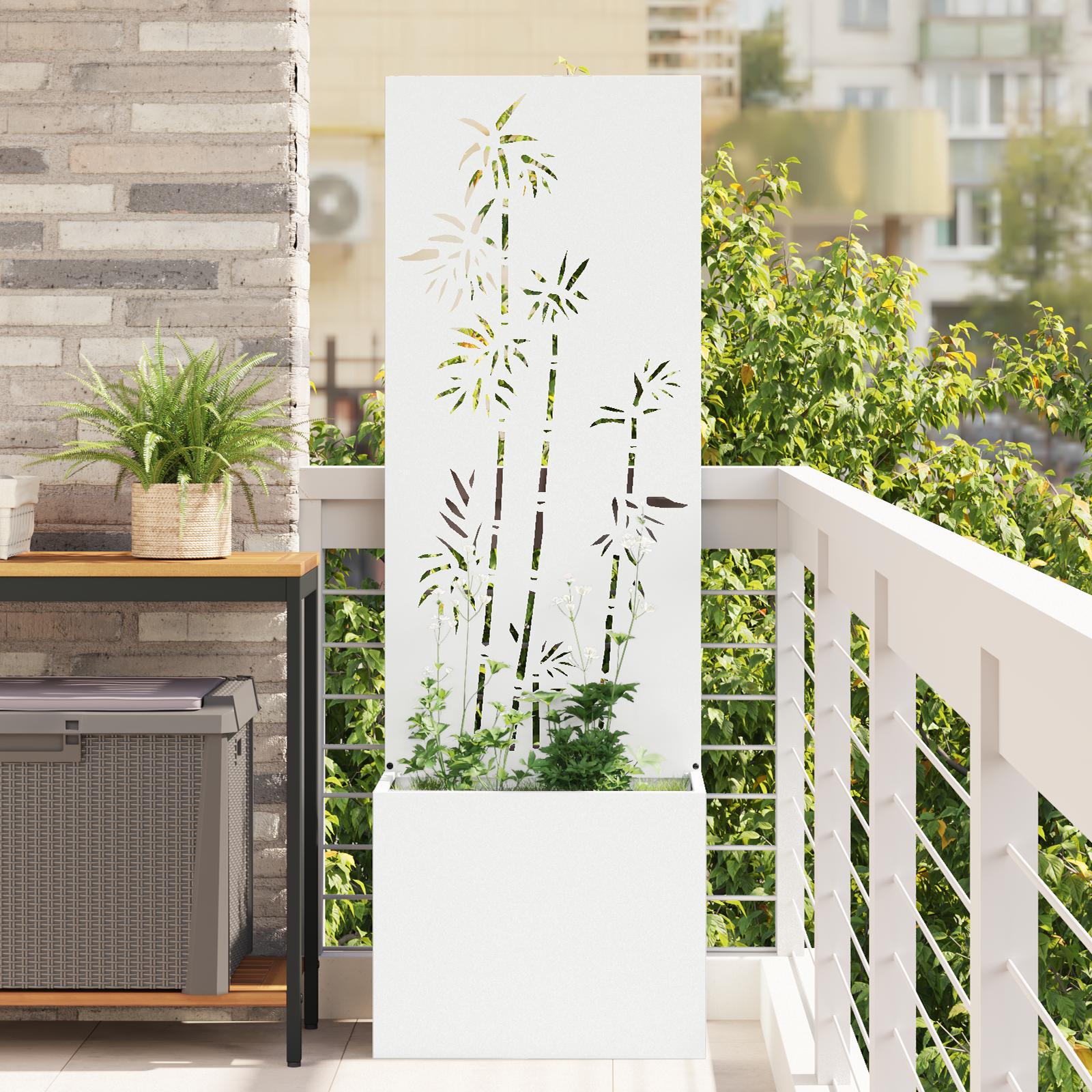 Have privatliv skærm Blomstret Hvid 50 x 140 cm Koldvalset stål