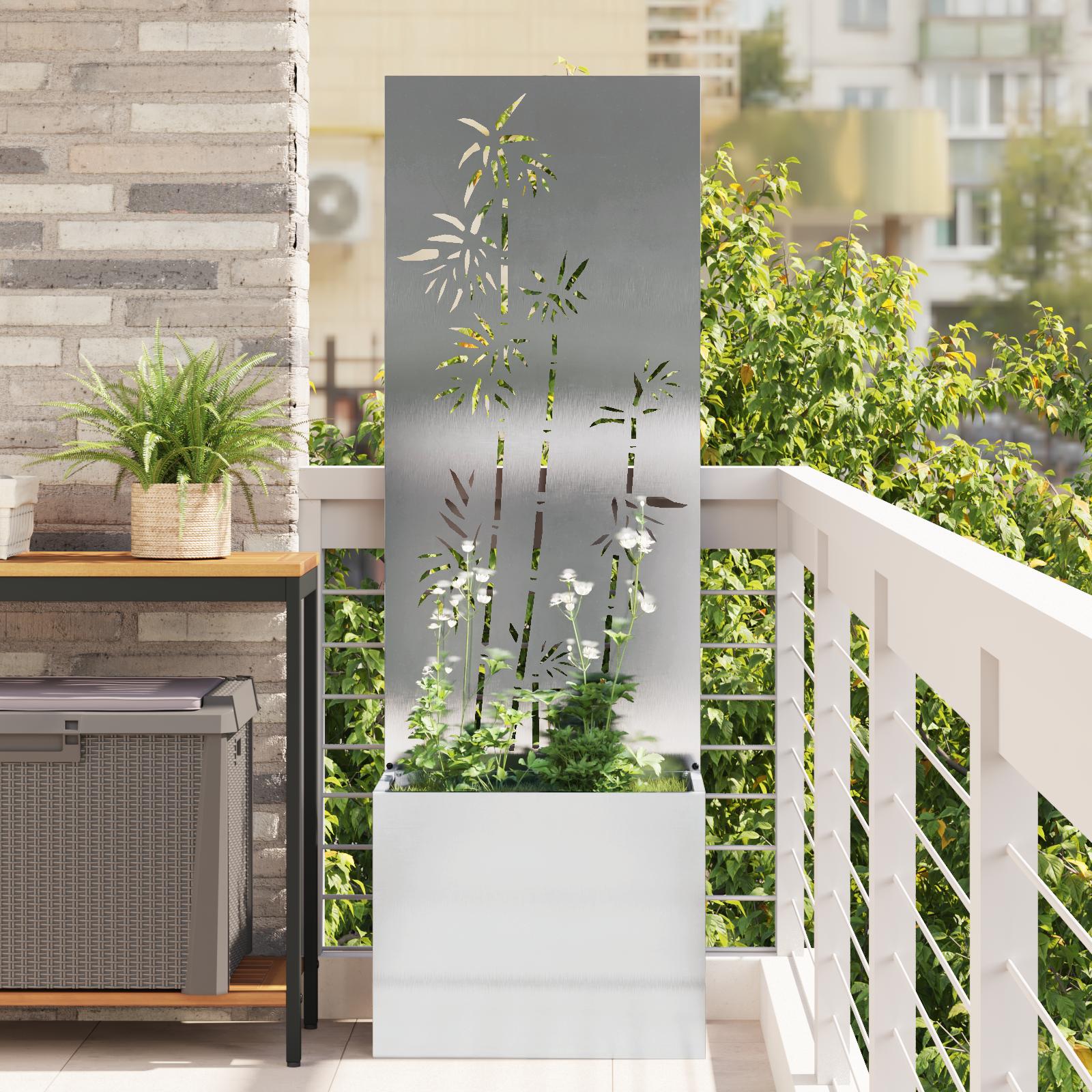 Have privatliv skærm Blomstret Sølv 50 x 140 cm Rustfrit stål