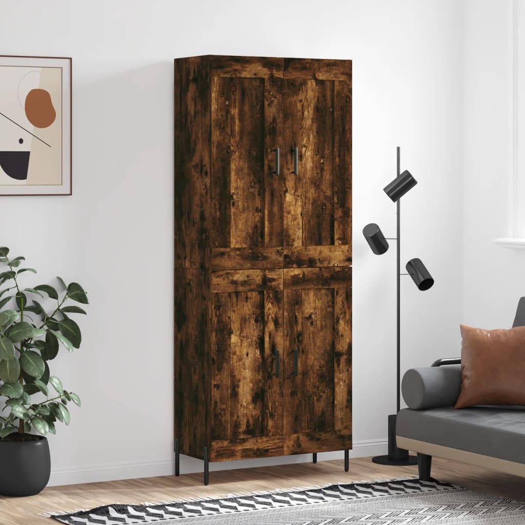 Højskab i konstrueret træ - 69,5×34×180 cm, røget egetræsfarve