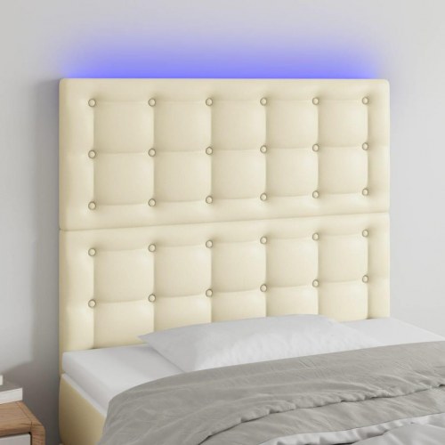 Sengegavl med LED-lys 90 x 5 x 118/128 cm - cremefarvet