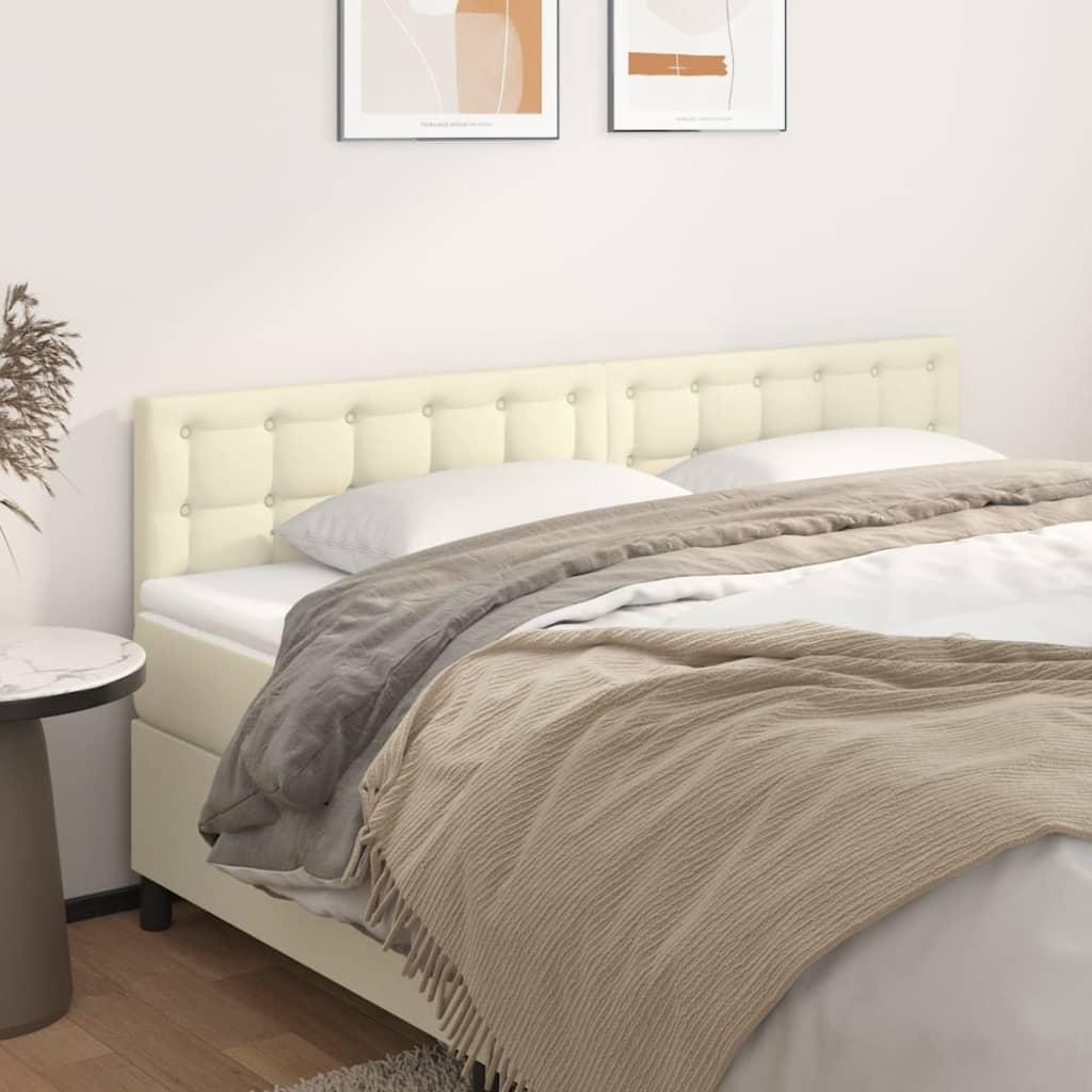 Sengegavle 2 stk. 90x5x78/88 cm kunstlæder cremefarvet