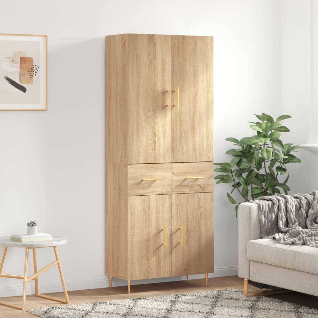 Højskab 69,5x34x180 cm konstrueret træ sonoma-eg