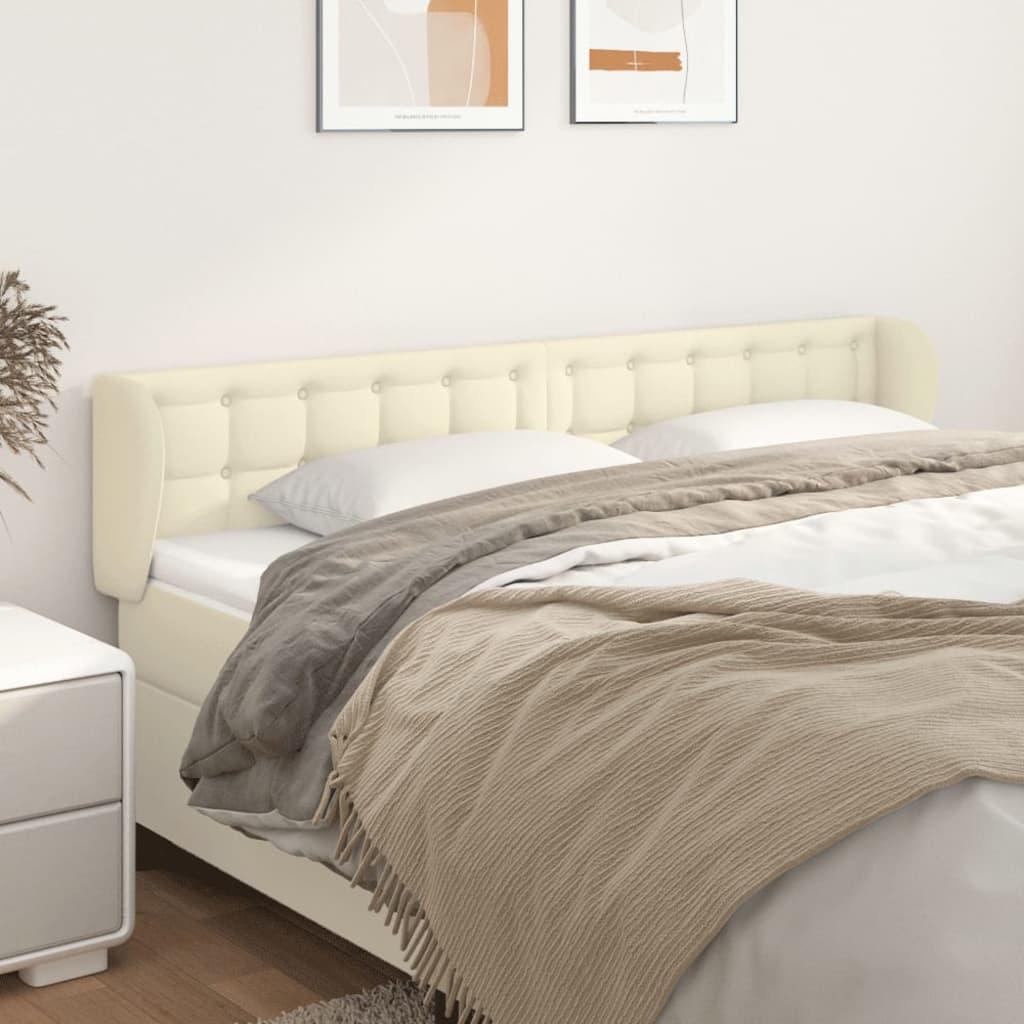 vidaXL sengegavl med kanter 163x23x78/88 cm kunstlæder cremefarvet