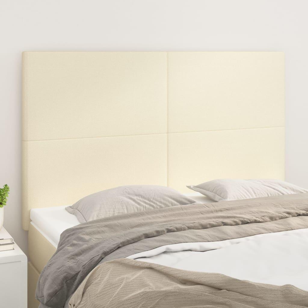 Sengegavle 4 stk. 72x5x78/88 cm kunstlæder cremefarvet