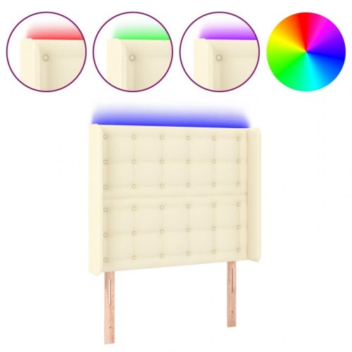 Sengegavl med LED-lys 83 x 16 x 118/128 cm - cremefarvet