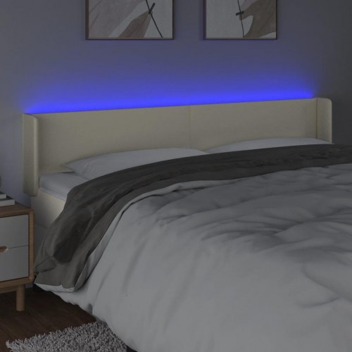 Sengegavl med LED-lys 183 x 16 x 78/88 cm - cremefarvet