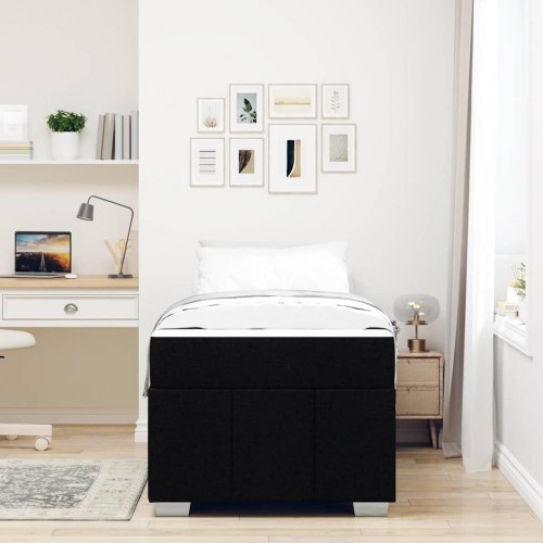 Sengestel med madras i stof 80 x 200 cm - sort