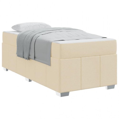 Sengestel med madras 80 x 200 cm - creme stof
