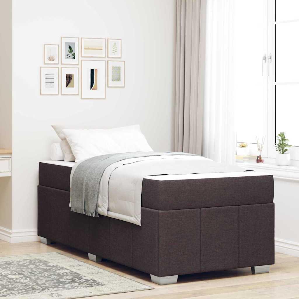Sengestel med madras Mørk Brun 90 x 200 cm Stof