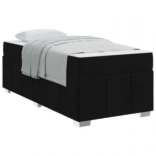 Seng med madras 100 x 200 cm - sort stof