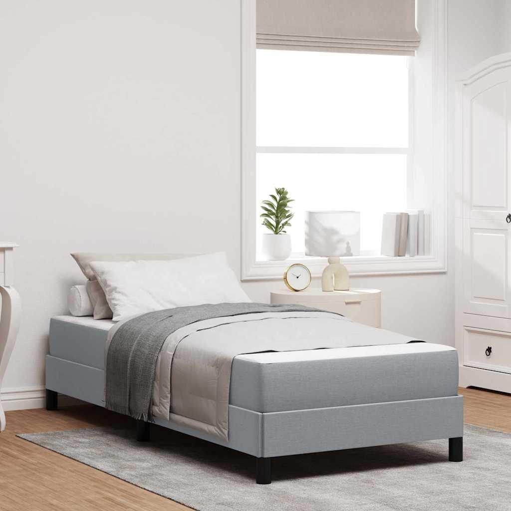 Box Spring Seng Med Madras Lysegrå 80 X 200 Cm Stof