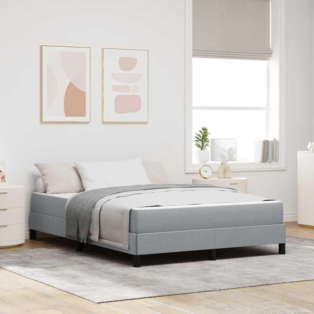 Box Spring Seng Med Madras Lysegrå 140 X 190 Cm Stof
