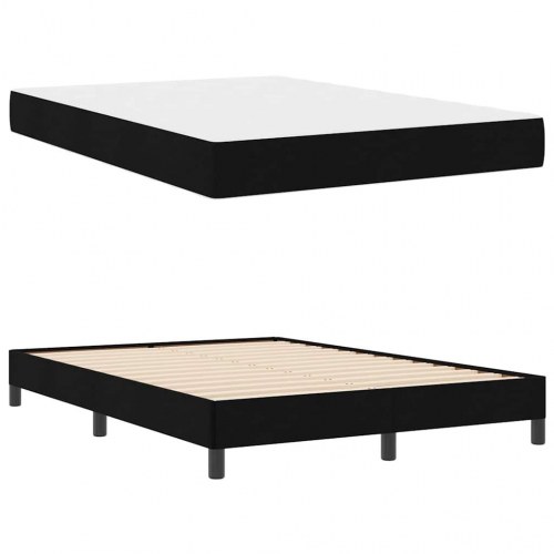 Kontinentalseng med madras - sort stof, 140 × 190 cm