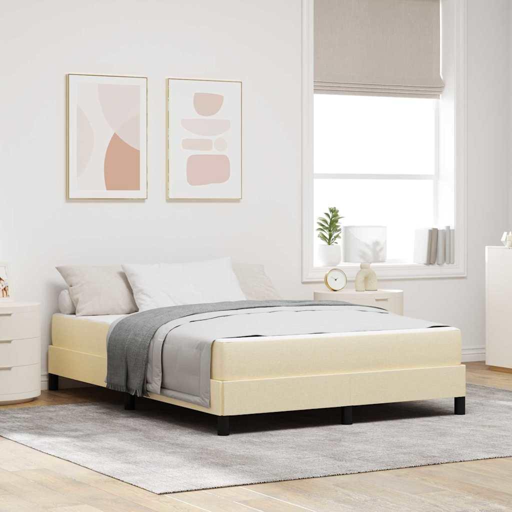 Box Spring Seng Med Madras Creme 140 X 200 Cm Stof