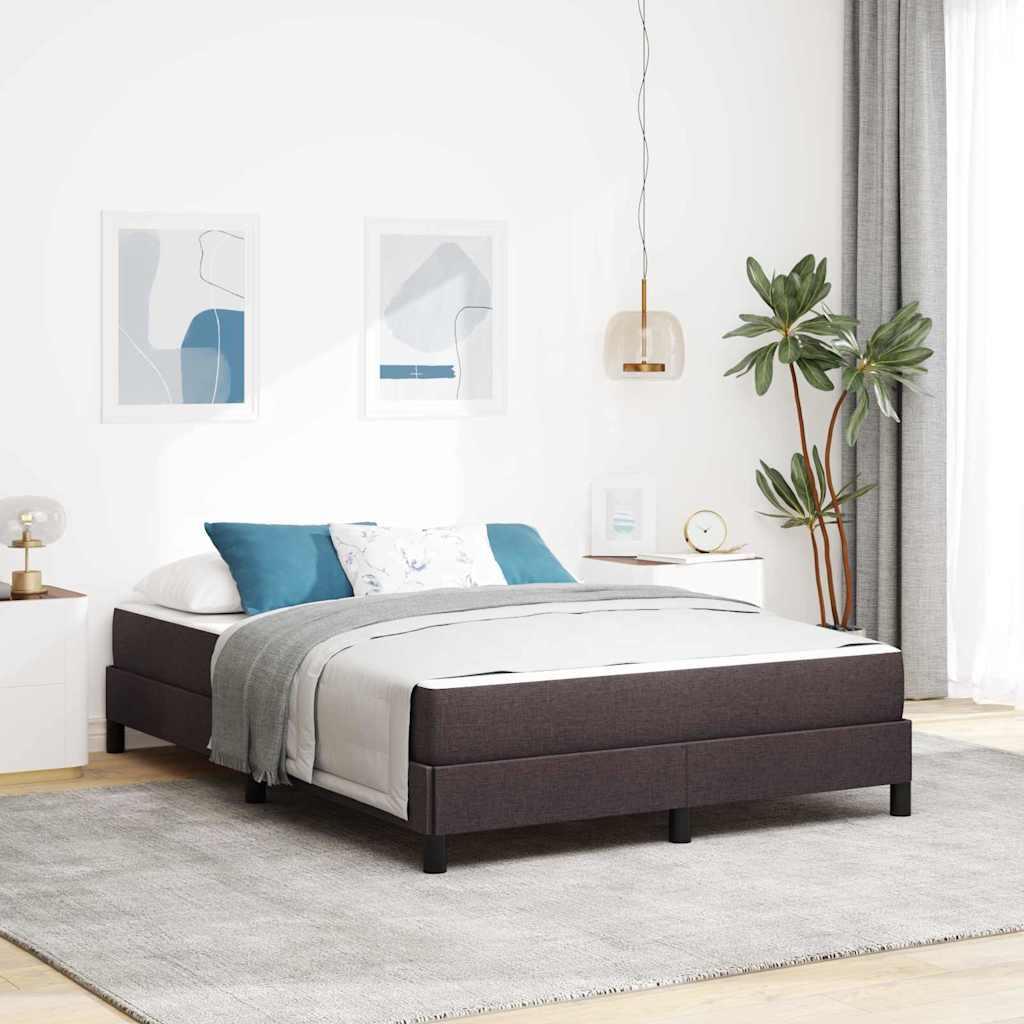 Box Spring Seng Med Madras Mørkebrun 160 X 200 Cm Stof
