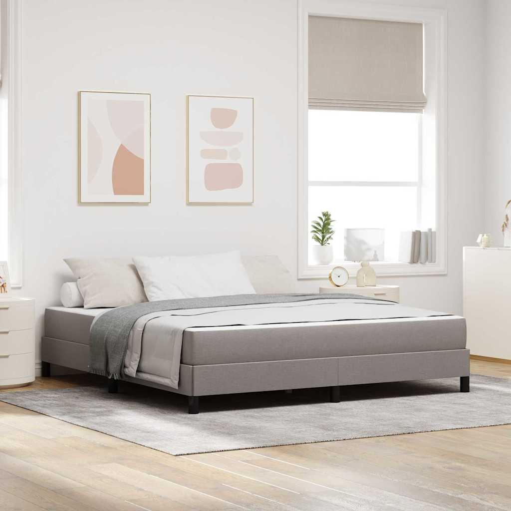 Box Spring Seng Med Madras Gråbrun 180 X 200 Cm Stof