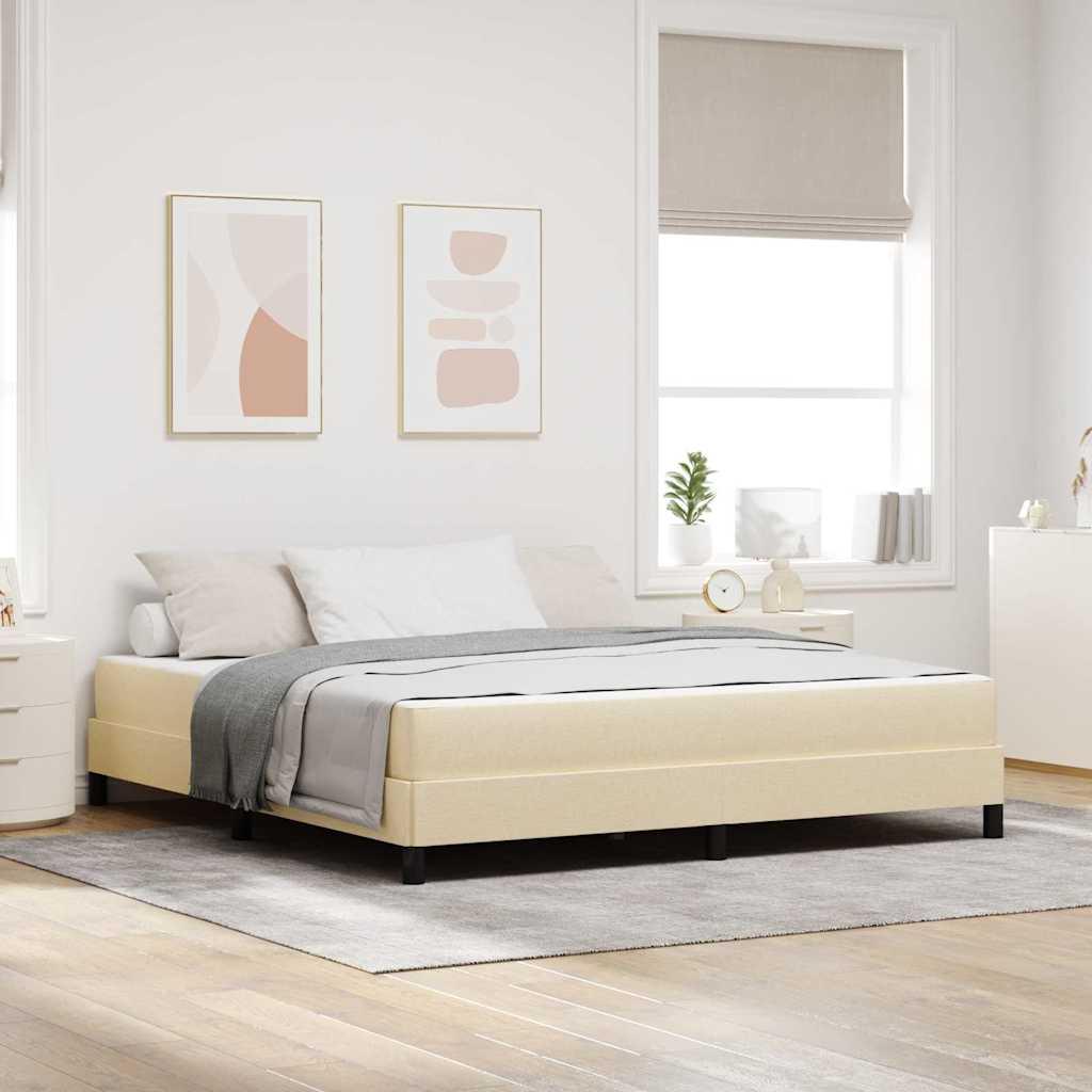 Box Spring Seng Med Madras Creme 180 X 200 Cm Stof