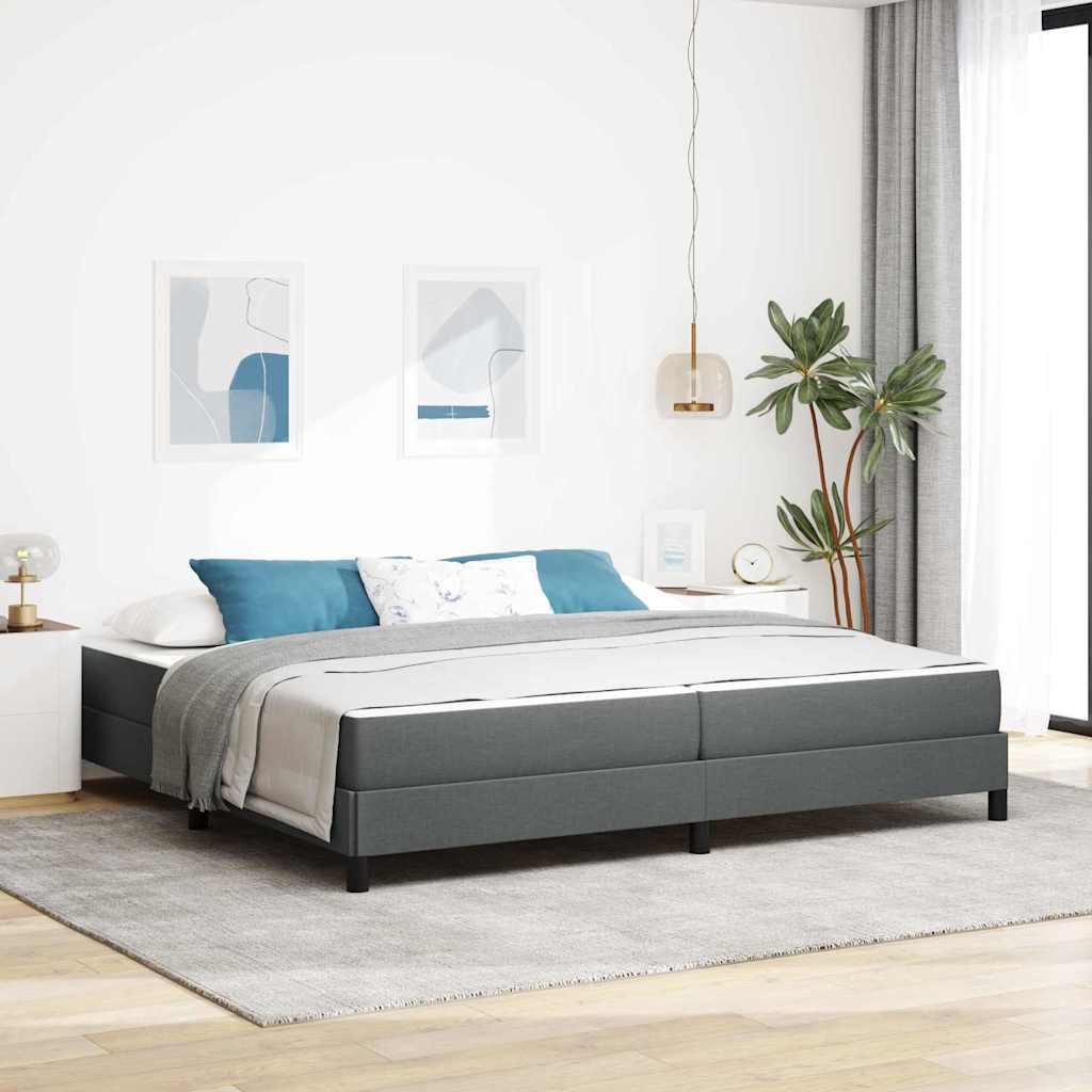 Kontinentalseng med madras Mørkegrå 200 x 200 cm Stof