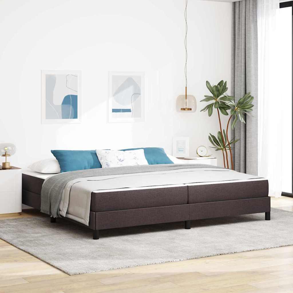 Box Spring Seng Med Madras Mørkebrun 200 X 200 Cm Stof