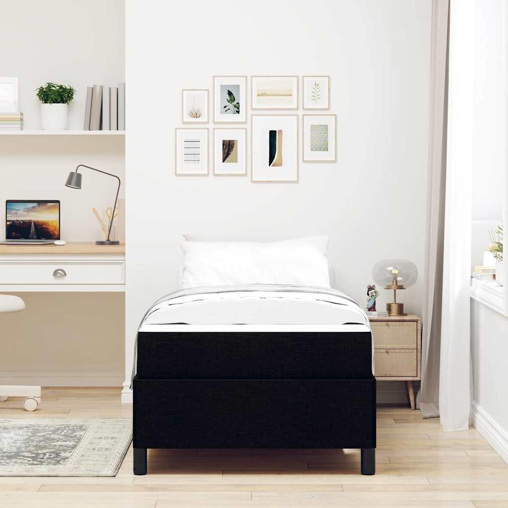 Kontinentalseng med madras Sort 90 x 190 cm Stof