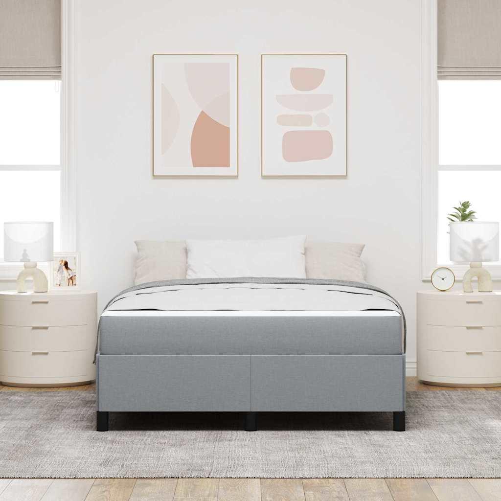 Box Spring Seng Lys Grå Og Sort 140 X 200 Cm