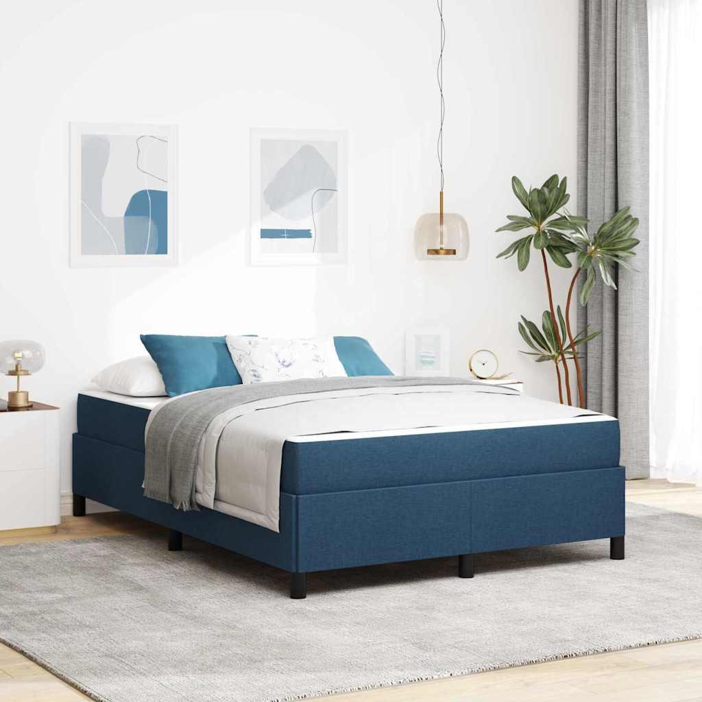 Box Spring Seng Blå Og Sort 160 X 200 Cm