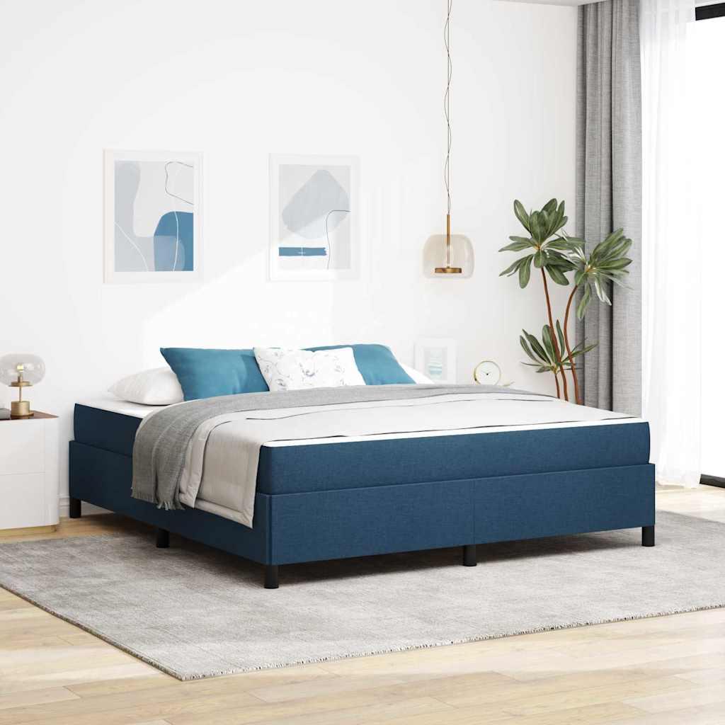 Box Spring Seng Blå Og Sort 180 X 200 Cm