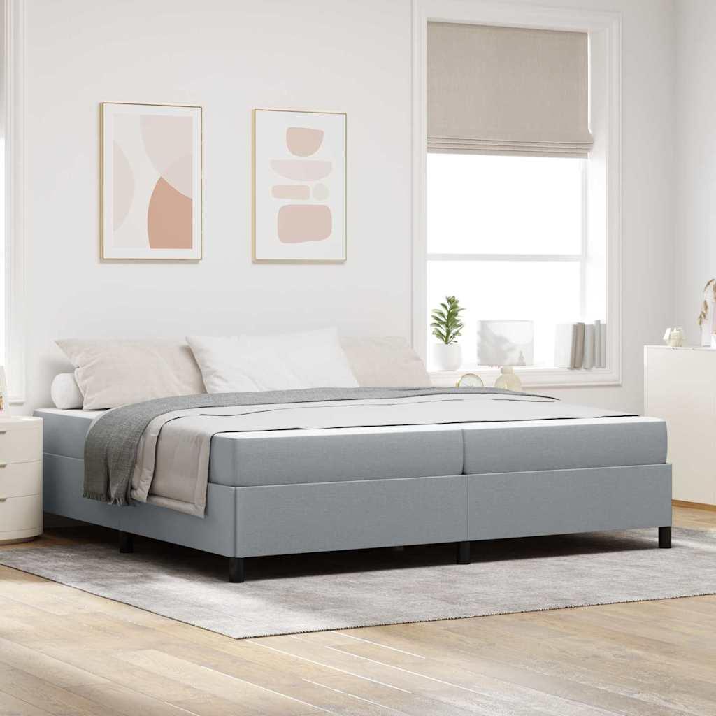 Box Spring Seng Lys Grå Og Sort 200 X 200 Cm