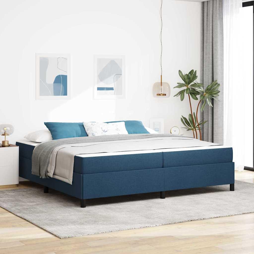 Box Spring Seng Blå Og Sort 200 X 200 Cm