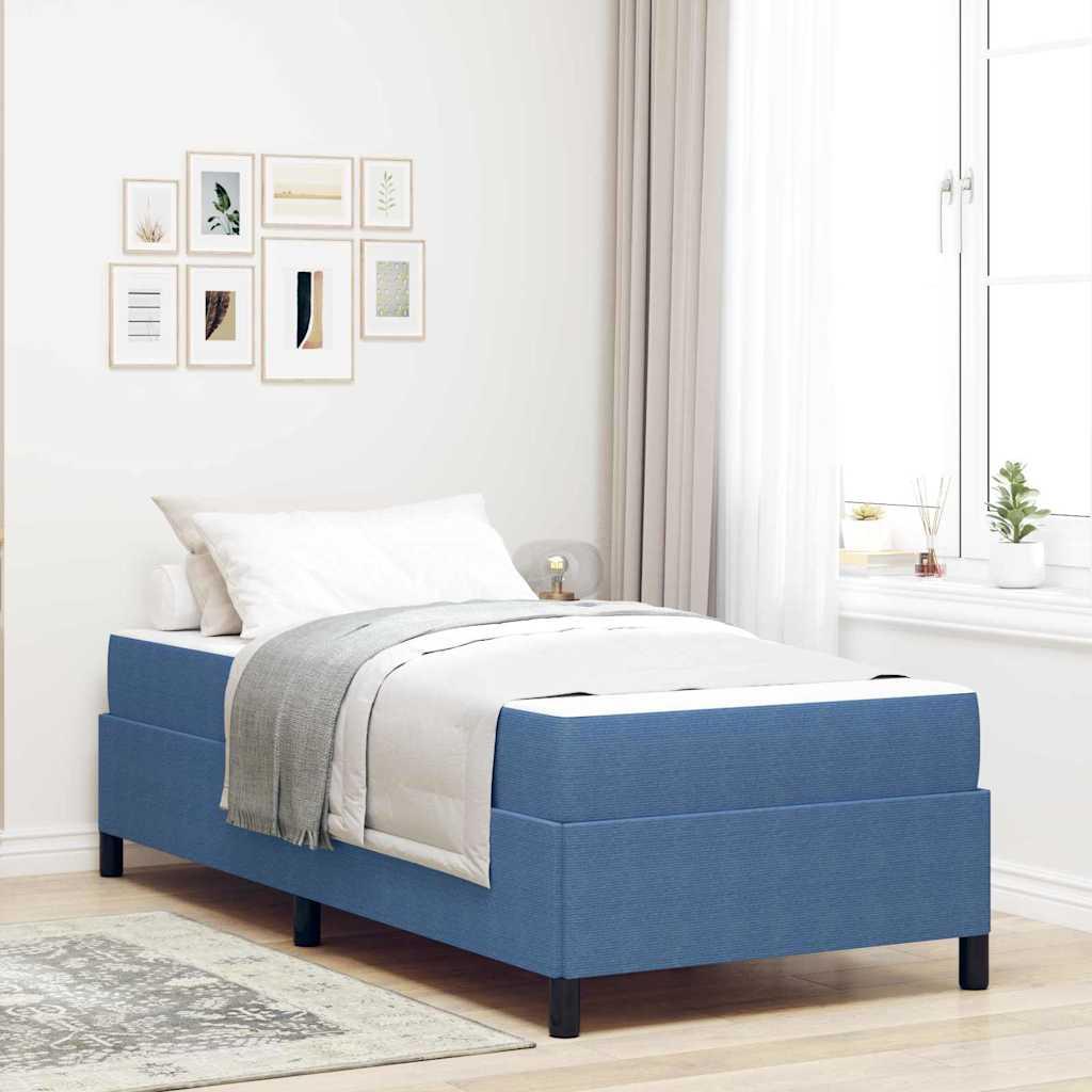 Sengestel med madras 90 x 190 cm i bl stof