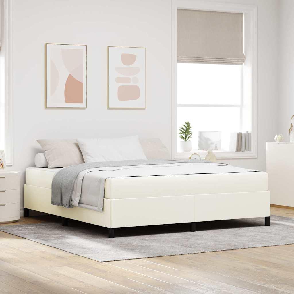 Sengestel med madras - creme stof 180 x 200 cm