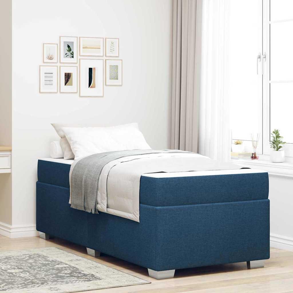 Sengestel med madras Blå 90 x 190 cm Stof