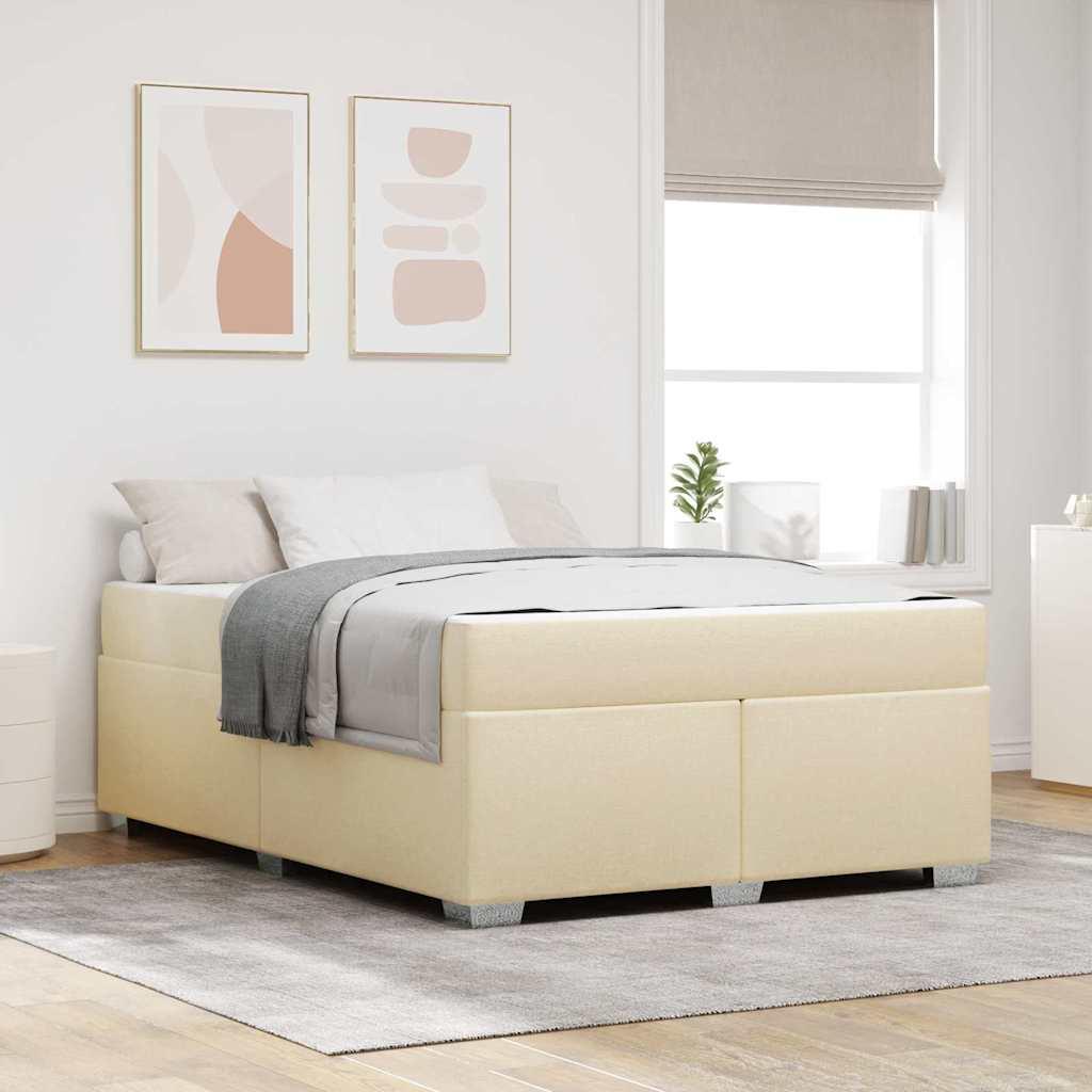 Sengestel med madras Creme 140 x 200 cm Stof