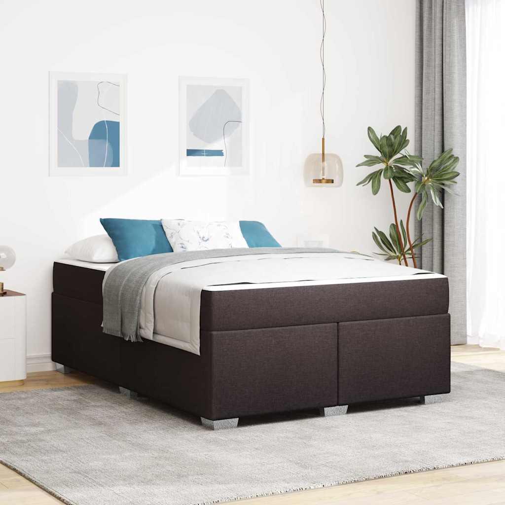 Sengestel med madras Mørk Brun 160 x 200 cm Stof