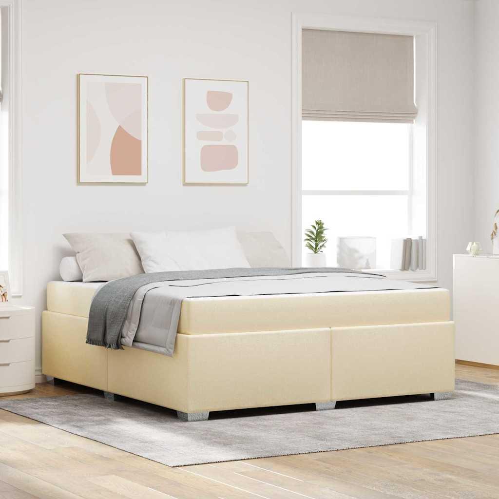 Sengestel med madras Creme 180 x 200 cm Stof