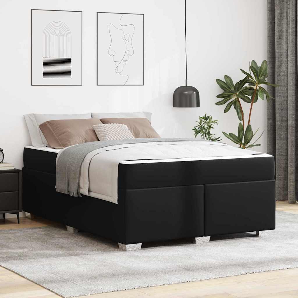 Sengestel med madras Sort 140 x 200 cm Stof