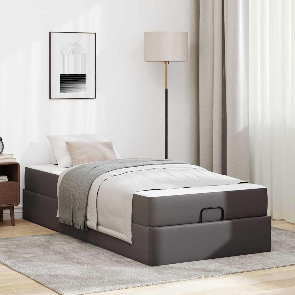 Sengeramme med madras med madras 2 stk Grå PVC