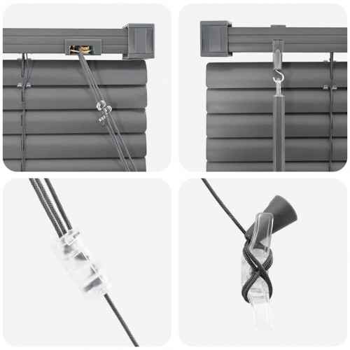 Vindues Blind med gardiner Mørkegrå Aluminium