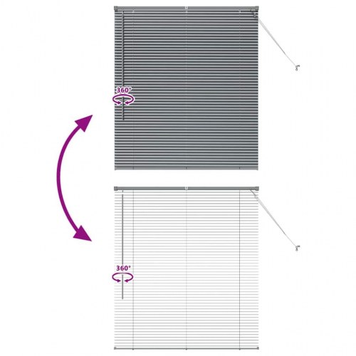 Vindues Blind med gardiner Mørkegrå Aluminium