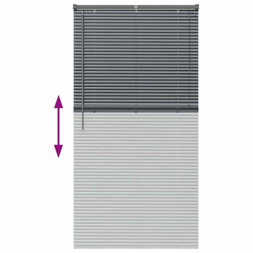 Vindues Blind med gardiner Mørkegrå Aluminium